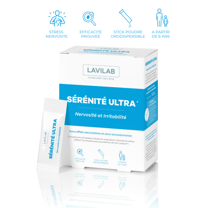 Sérénité Ultra Complément anti stress, nervosité et baisse de moral :  14 sticks poudre
