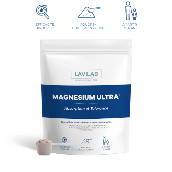 Magnésium haut de gamme en poudre : haute teneur et absorption 76 doses