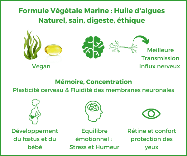 complément alimentaire oméga 3 DHA vegan algues mémoire